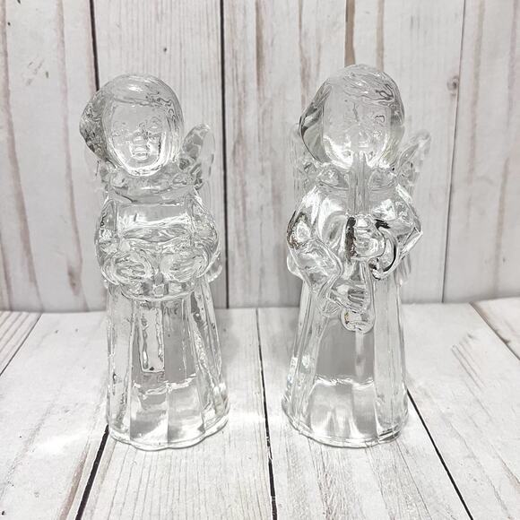 Crystal Other - Vintage 5” Singing Choir Angel Candle Holders Crystal Cut Heavy Set of 2